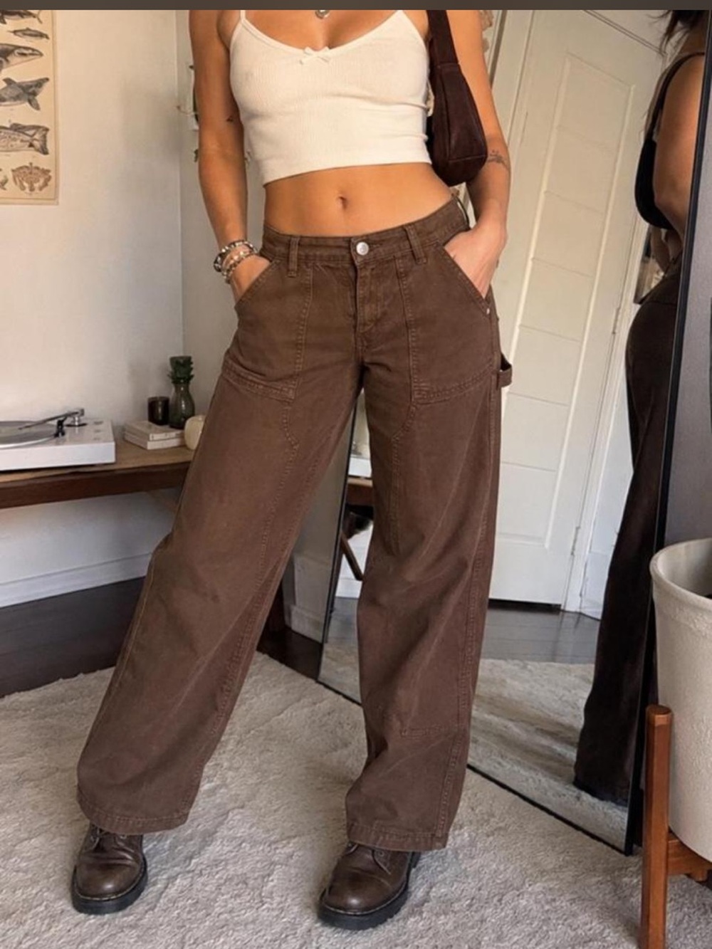 Arizona Jean Company Chocolate Brown Wide-Leg Utility Pants